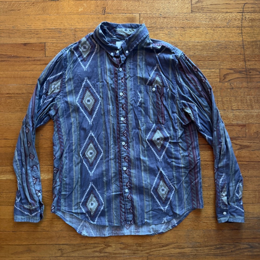 Cotton On Mens Button Down Shirt‎ Long Sleeve Diamond Pattern Size XL